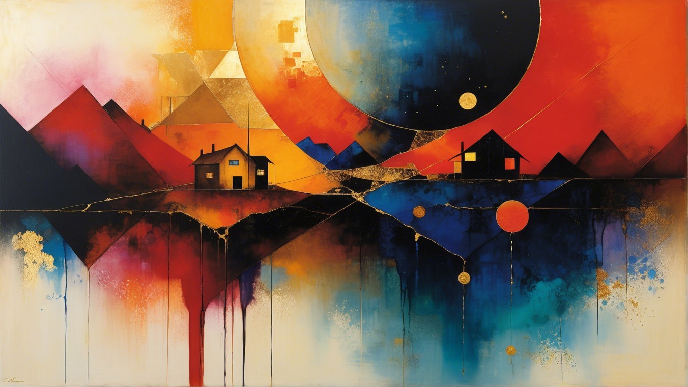 Vibrant Abstract Artwork with Colorful Geometric Elements