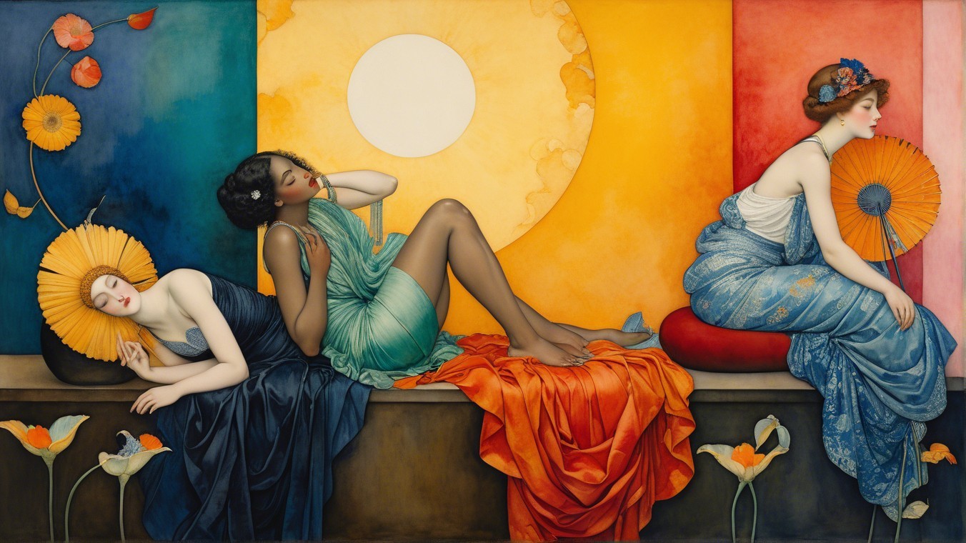 Three Elegant Women in Distinct Styles and Colors