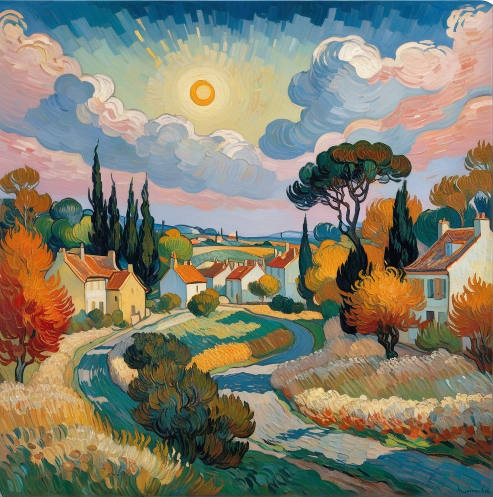 Vibrant Autumn Landscape with Winding Dirt Road