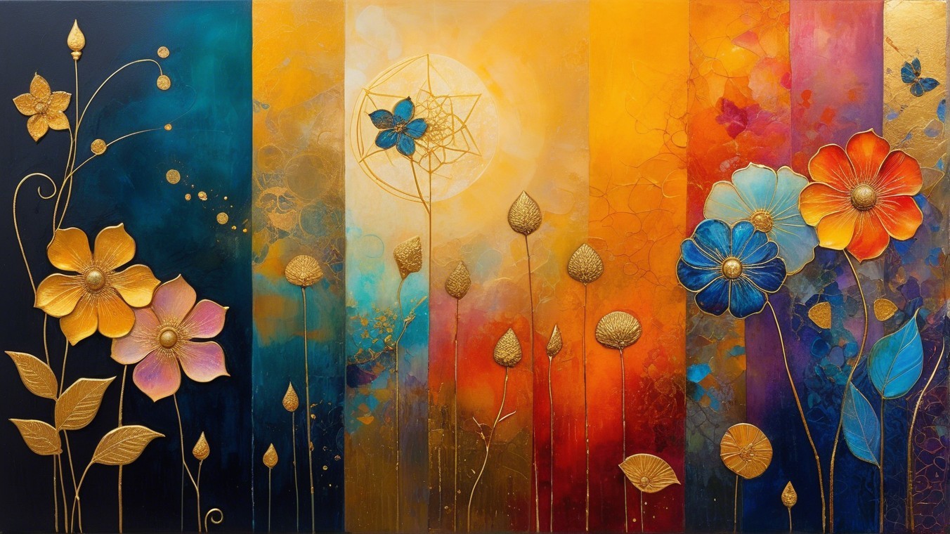 Vibrant Abstract Landscape with Dreamcatcher Motif
