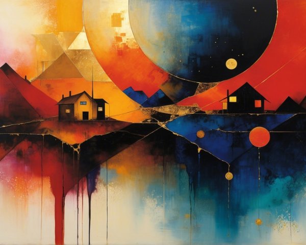Vibrant Abstract Artwork with Colorful Geometric Elements