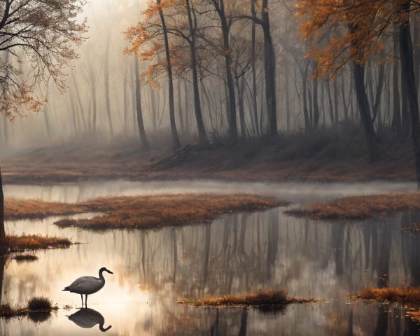 Serene Dawn Landscape with Tranquil Lake and Trees