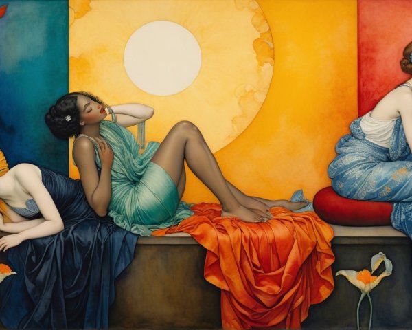 Three Elegant Women in Distinct Styles and Colors