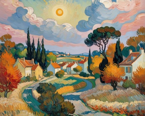 Vibrant Autumn Landscape with Winding Dirt Road