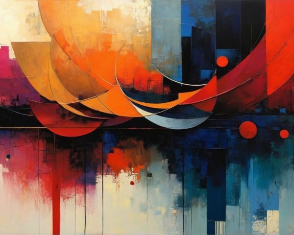 Vibrant Abstract Painting with Dynamic Colors and Shapes