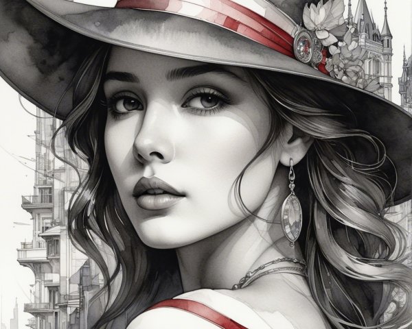 Portrait of a Woman in a Wide-Brimmed Hat