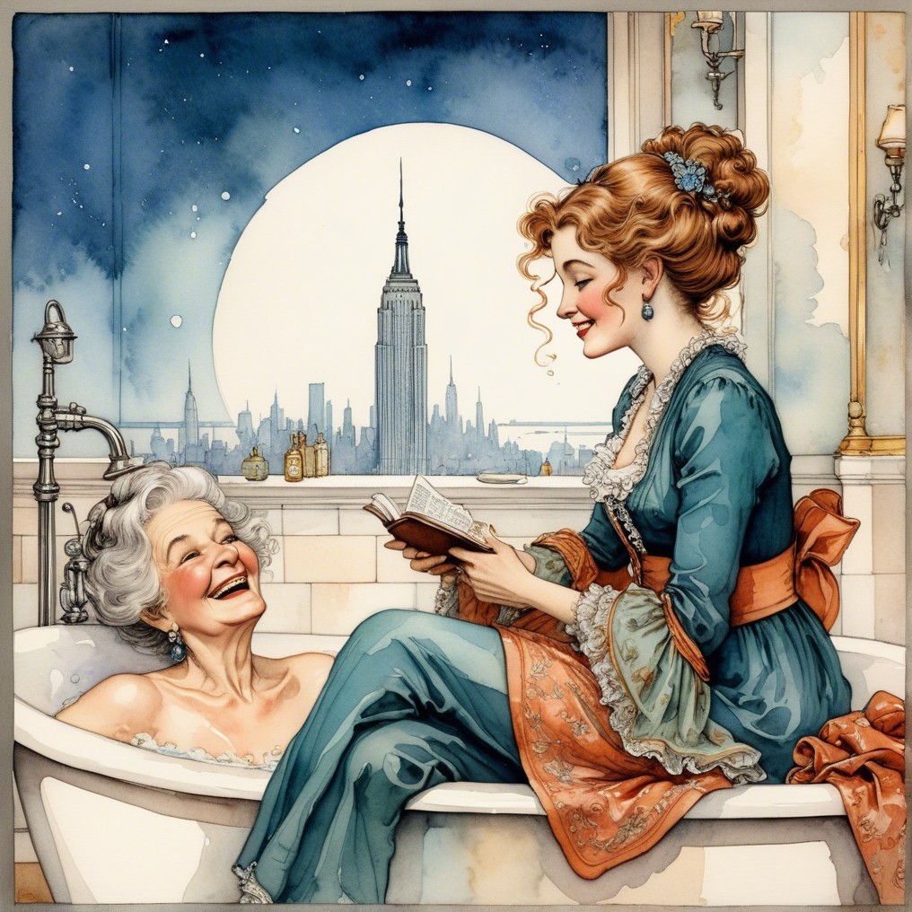 Luxurious Bathroom with Vintage Tub and Skyline View