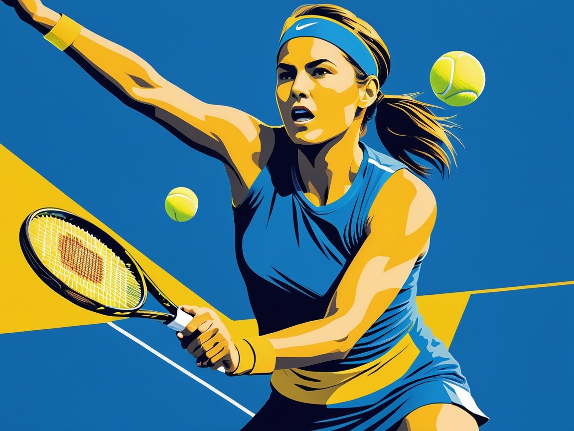 Stylized Illustration of a Female Tennis Player in Action