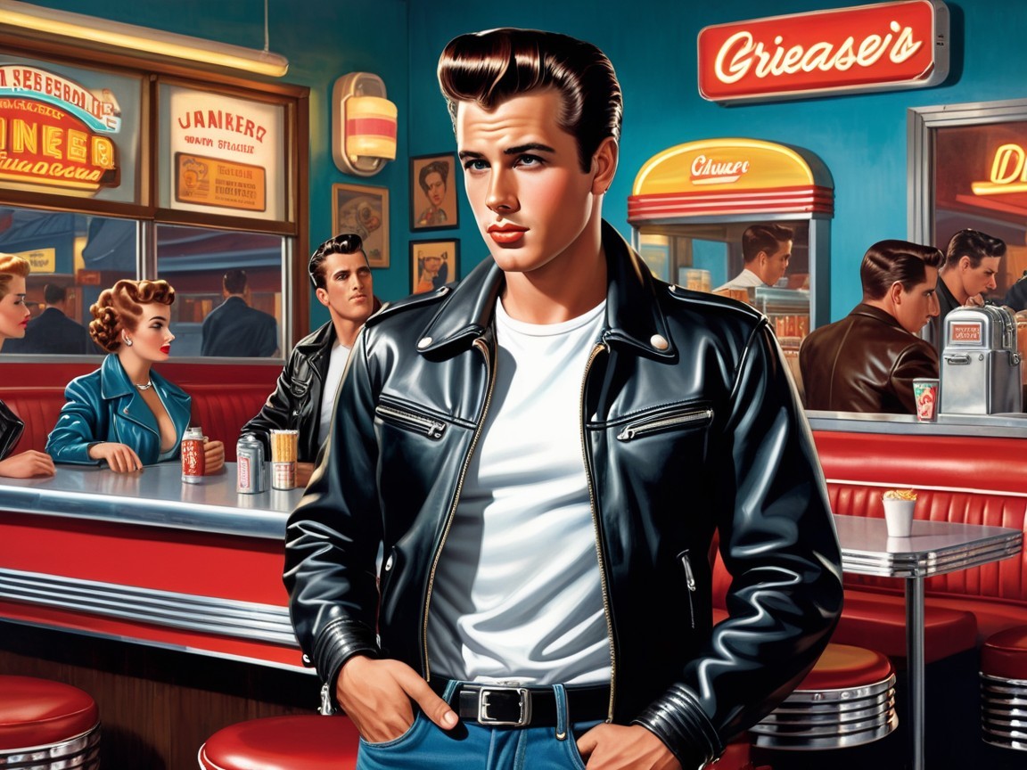 1950s Retro Diner Scene with Young Man at Counter