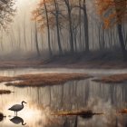 Tranquil River Landscape with Golden Sunset and Foliage