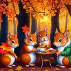 Autumn Gathering of Girls in Animal Costumes