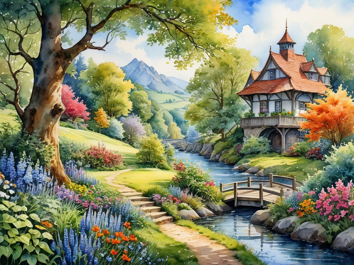 Charming Cottage in a Scenic Autumn Landscape