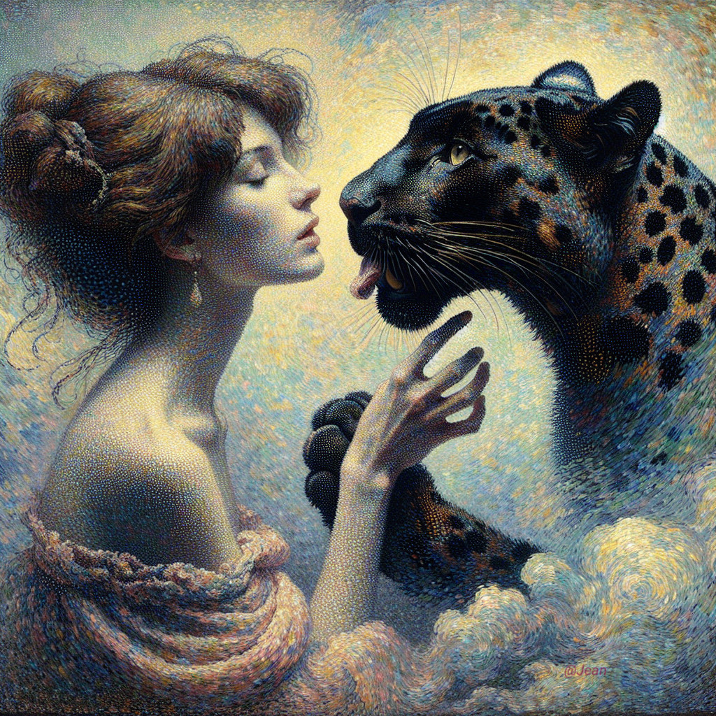 Intimate Connection Between Woman and Black Leopard
