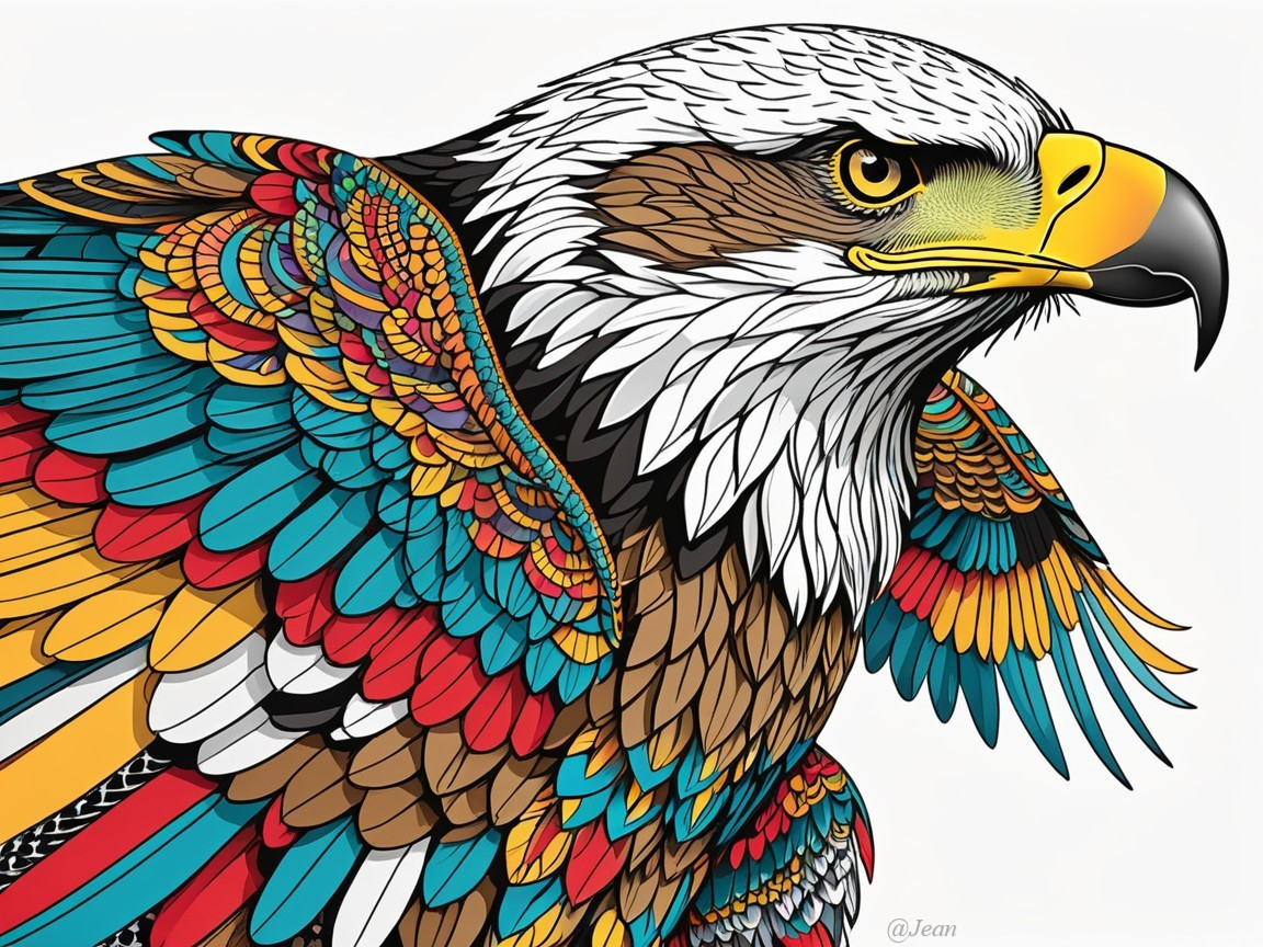 Vibrant Intricately Designed Eagle with Colorful Feathers