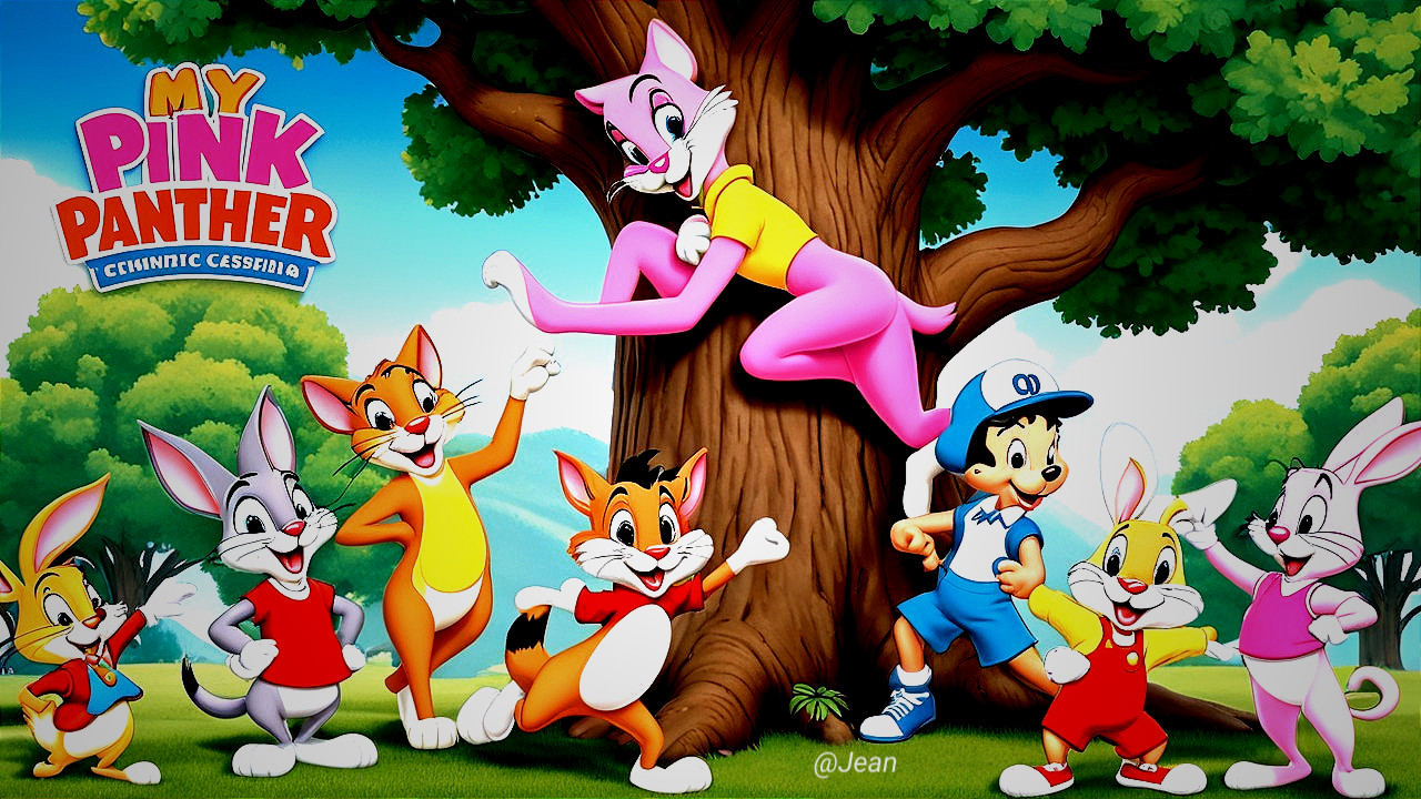 Vibrant Cartoon Characters in Outdoor Adventure Scene