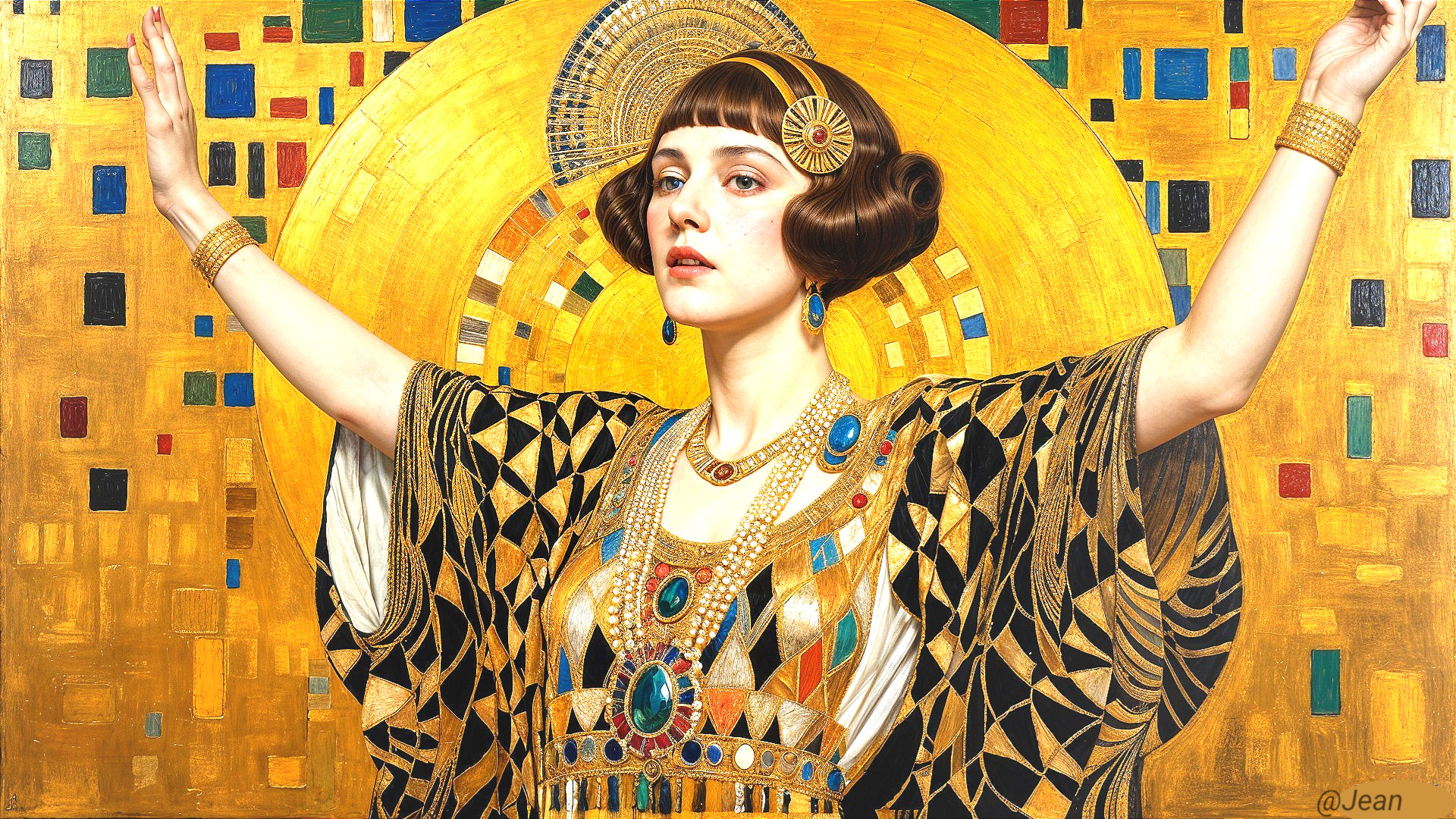 Portrait of a Woman in Lavish Gown and Jewels