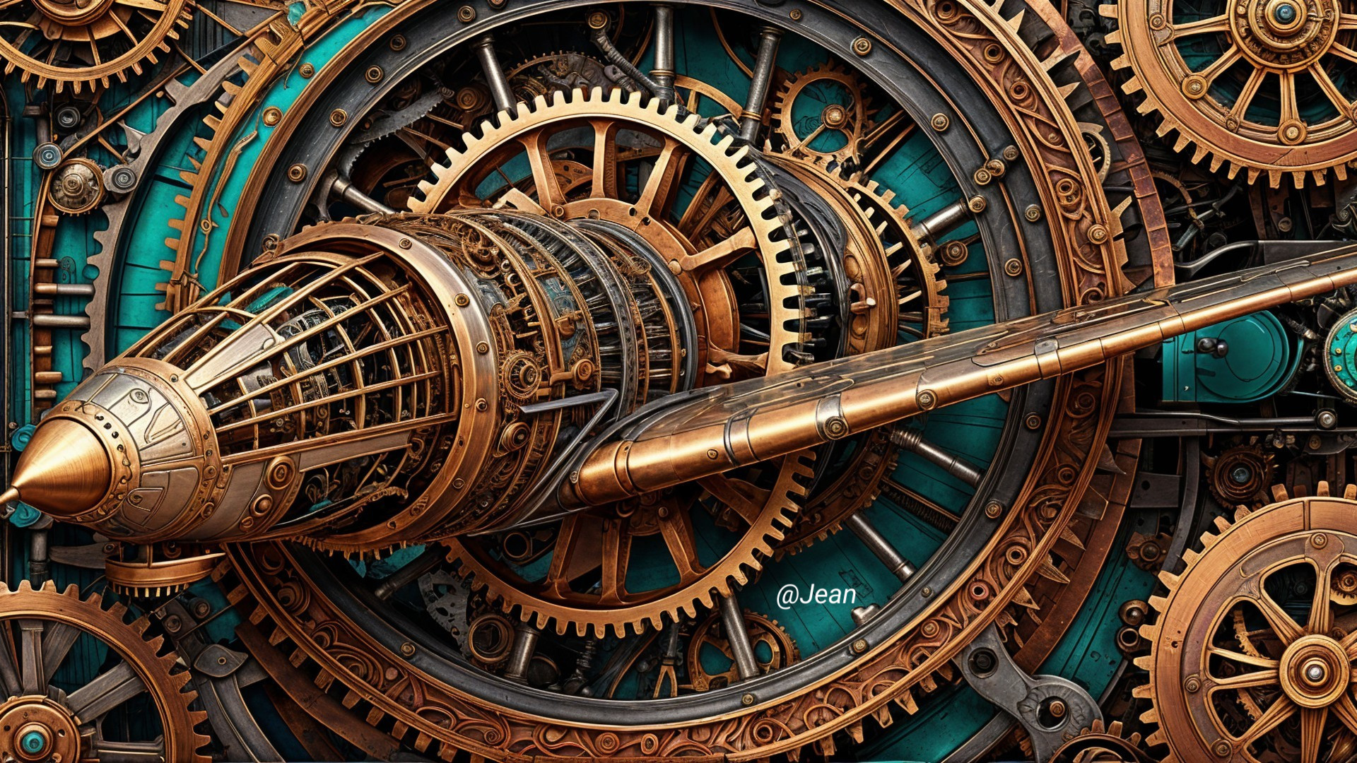 Steampunk Mechanical Design with Propeller and Gears