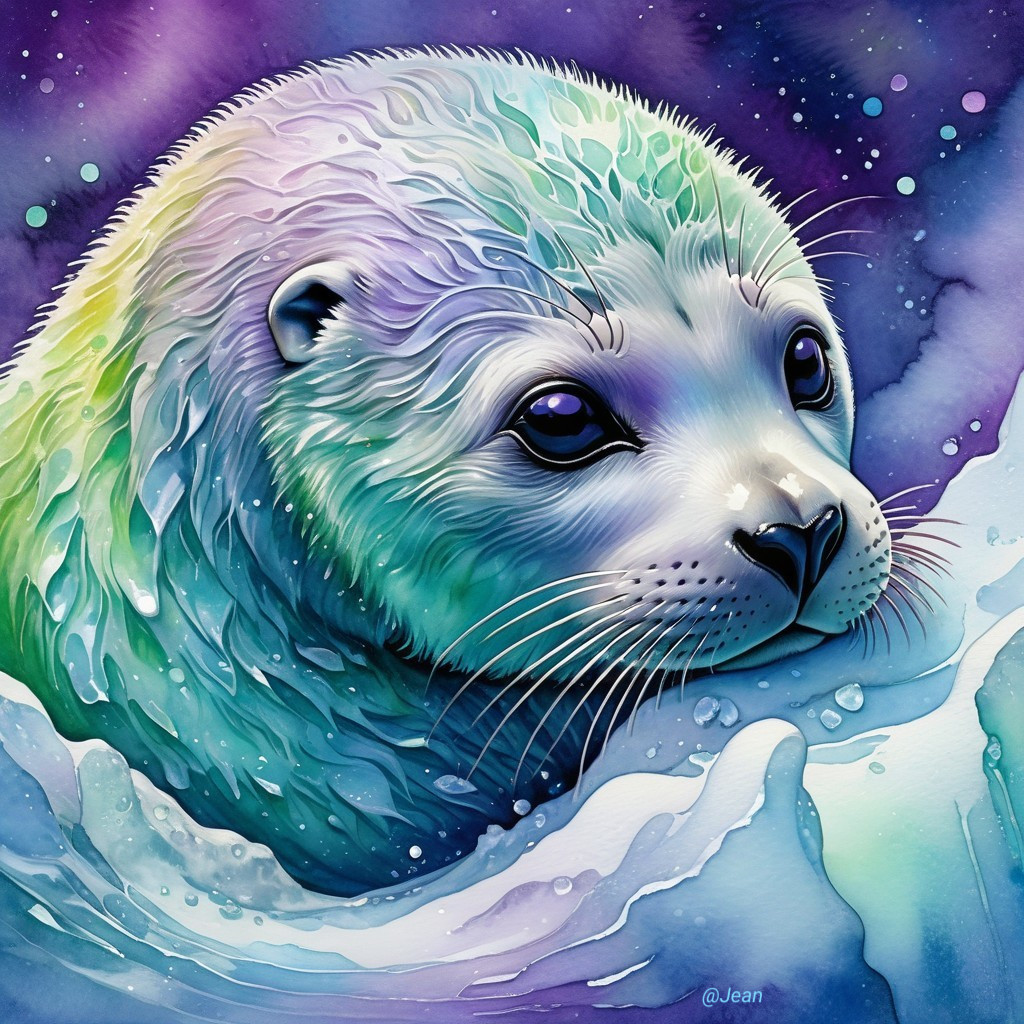Colorful Sea Otter Illustration with Abstract Background