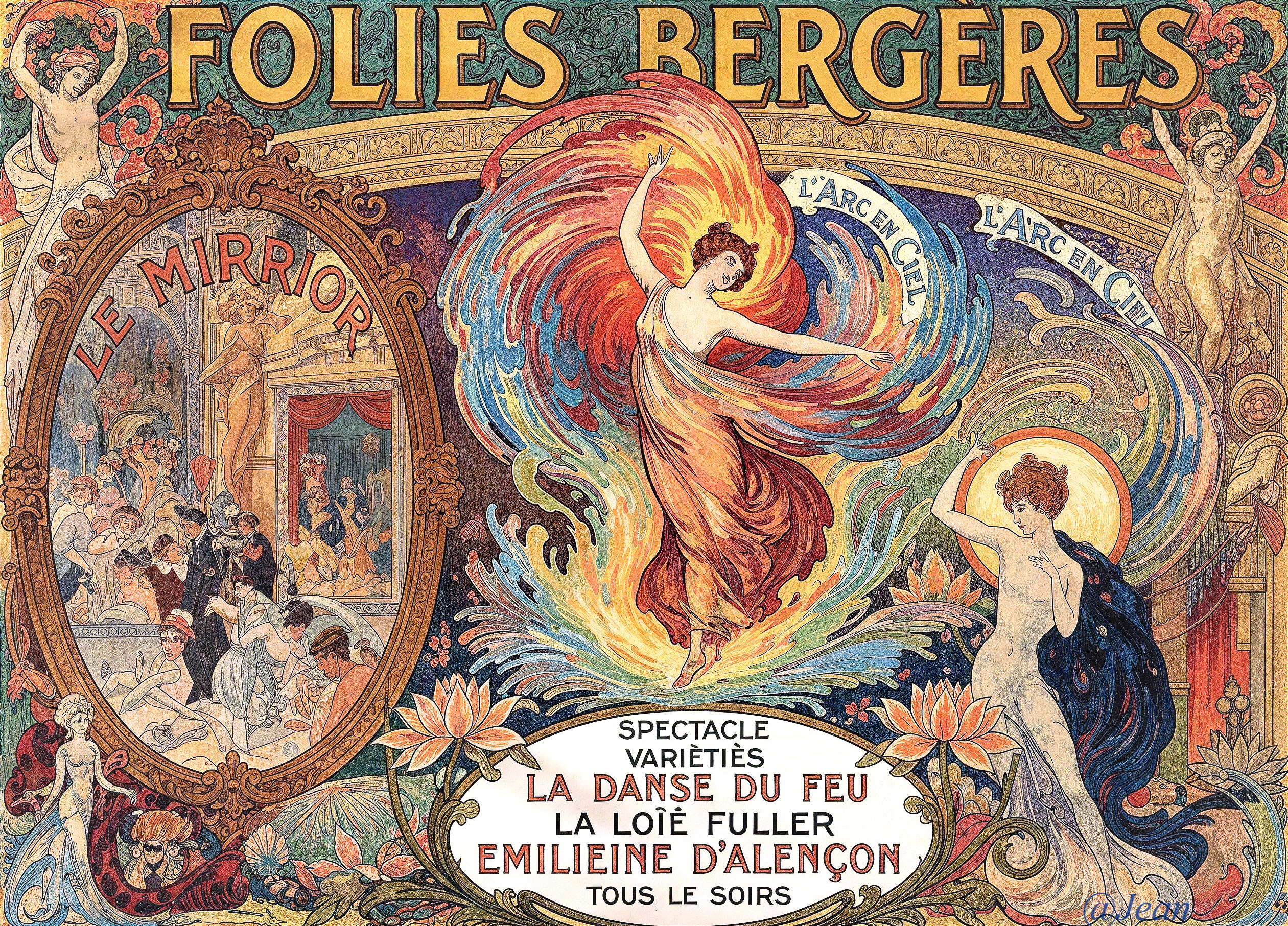 Art Nouveau Poster for Folies Bergères Spectacle