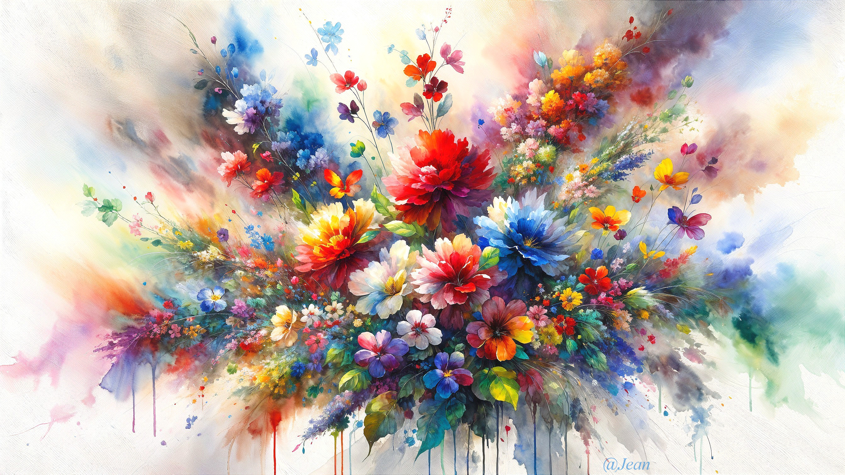 Colorful Floral Explosion with Dreamy Background