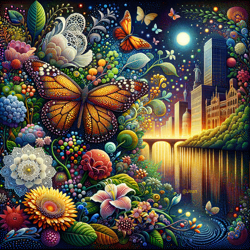 Vibrant Landscape with Flowers and City Skyline