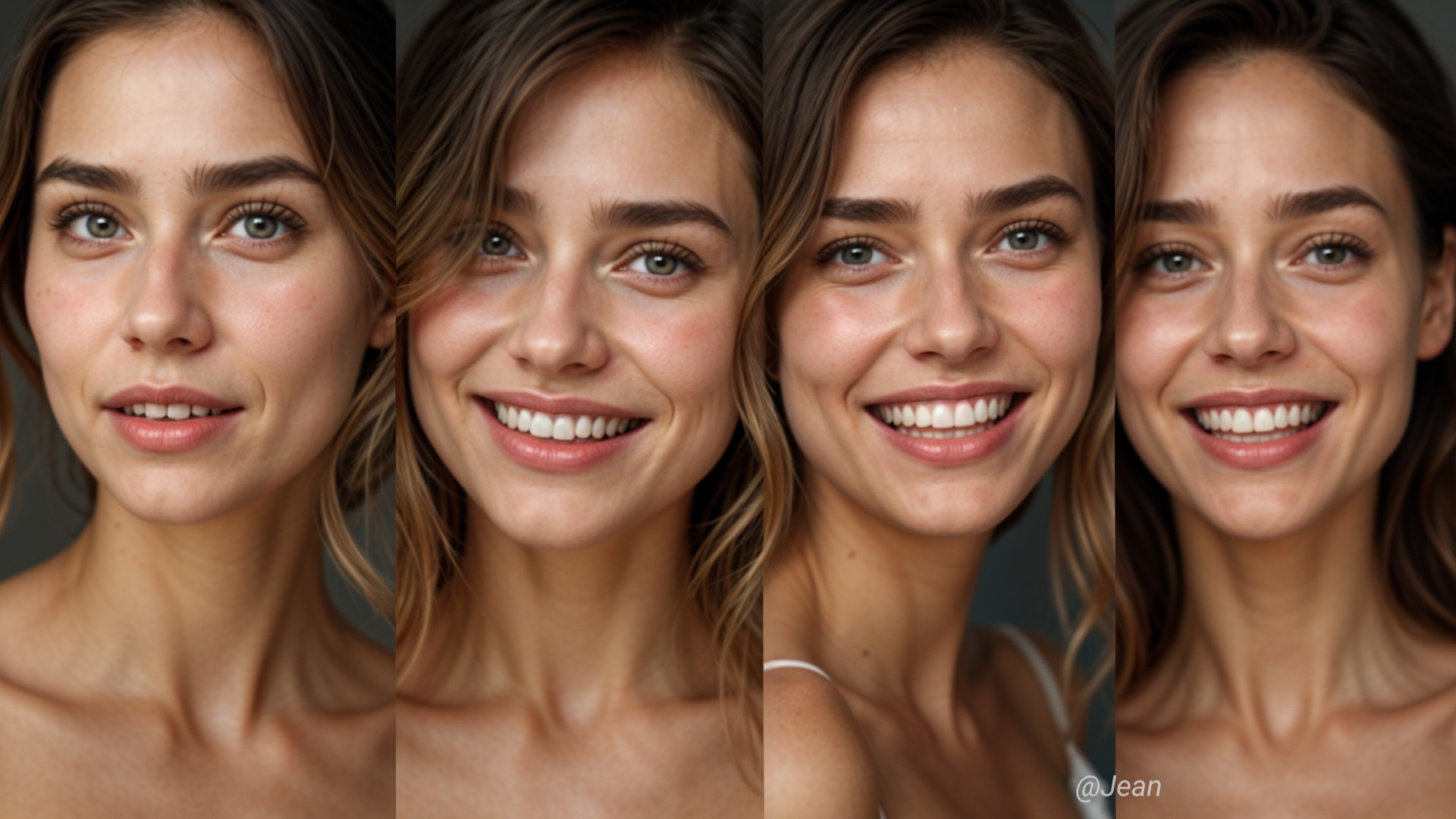 Close-up Portraits of a Young Woman's Smile and Eyes