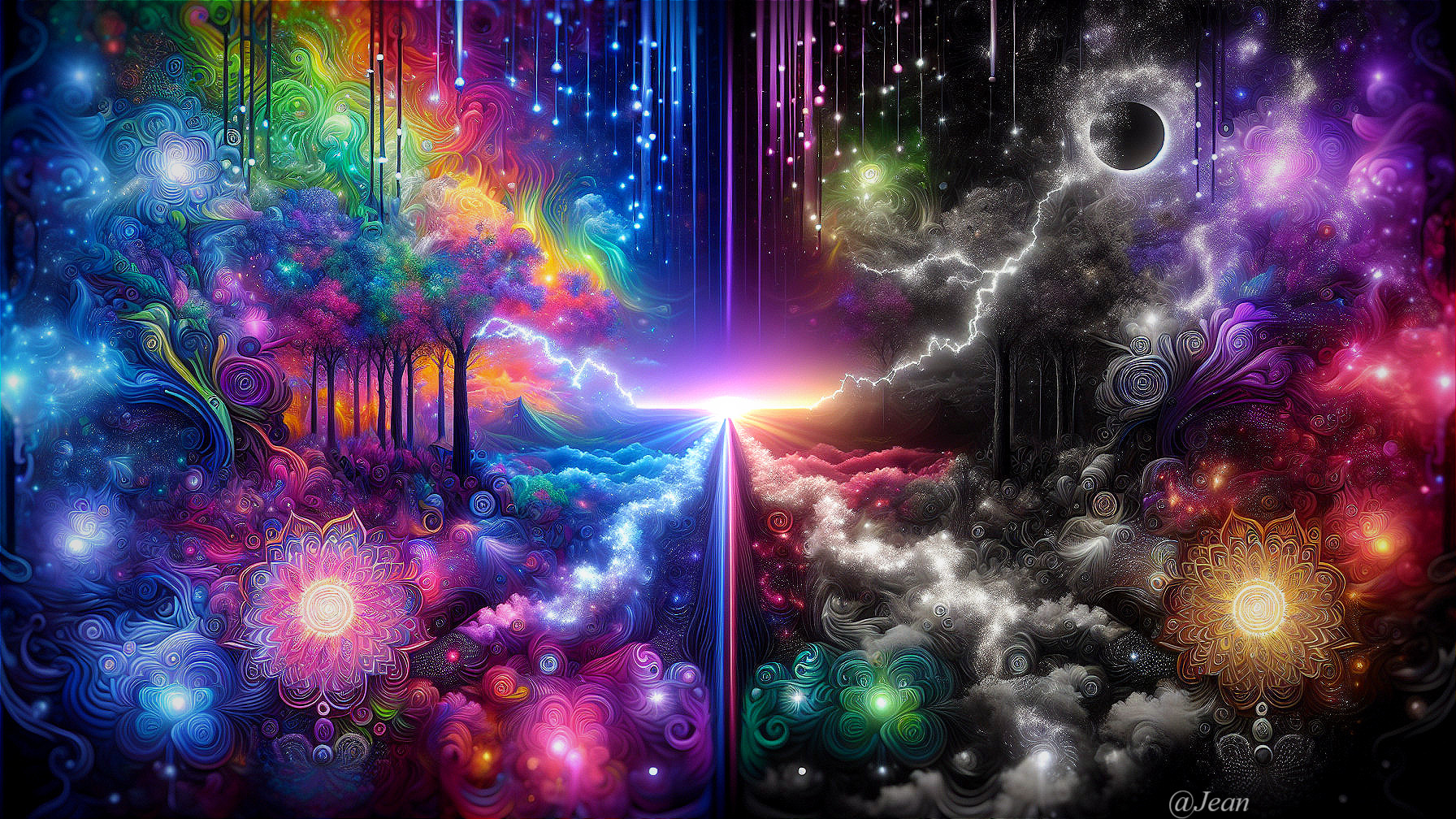 Surreal Landscape of Contrasting Light and Darkness