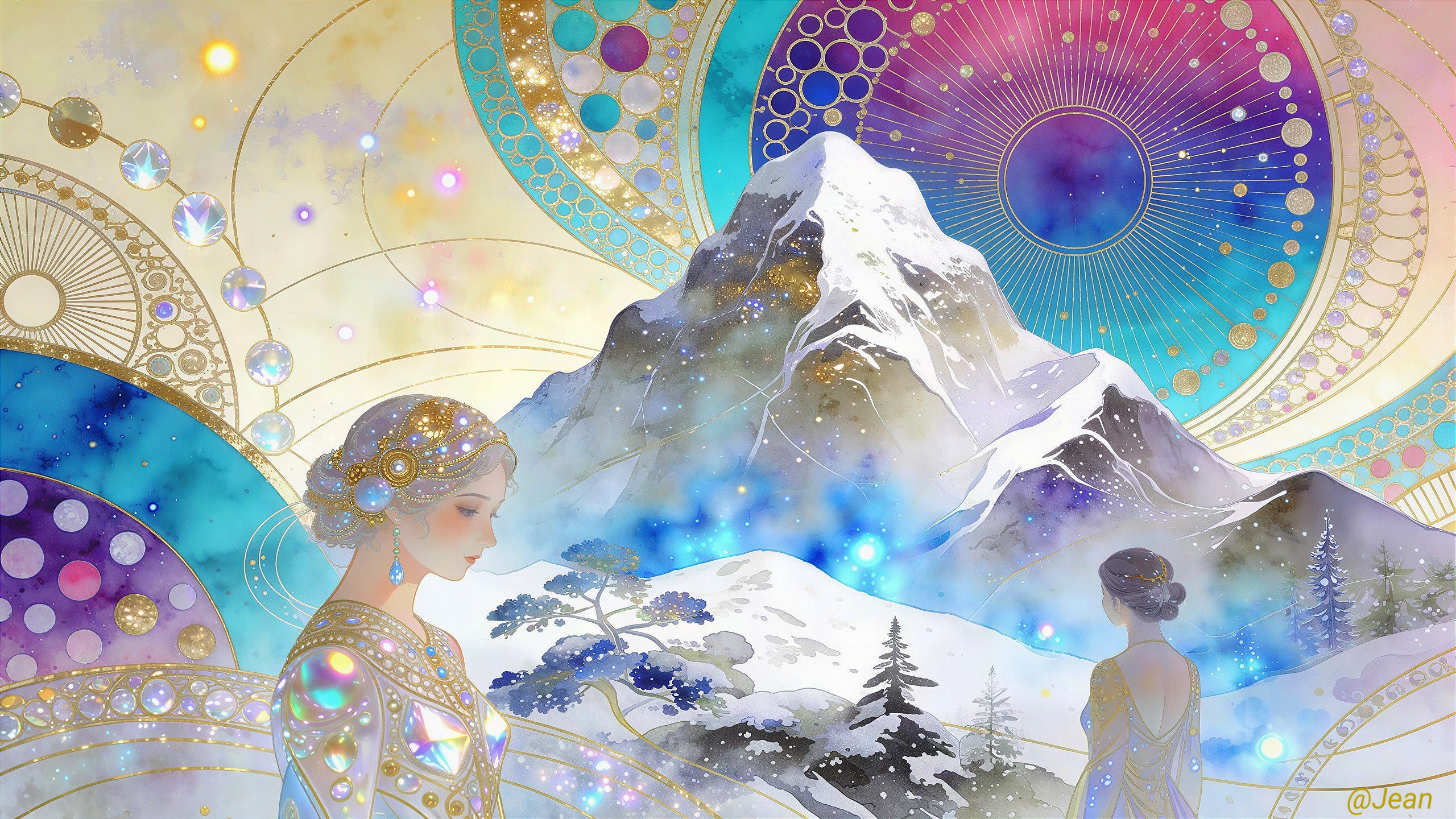 Fantasy Digital Painting of Women in Ornate Gowns