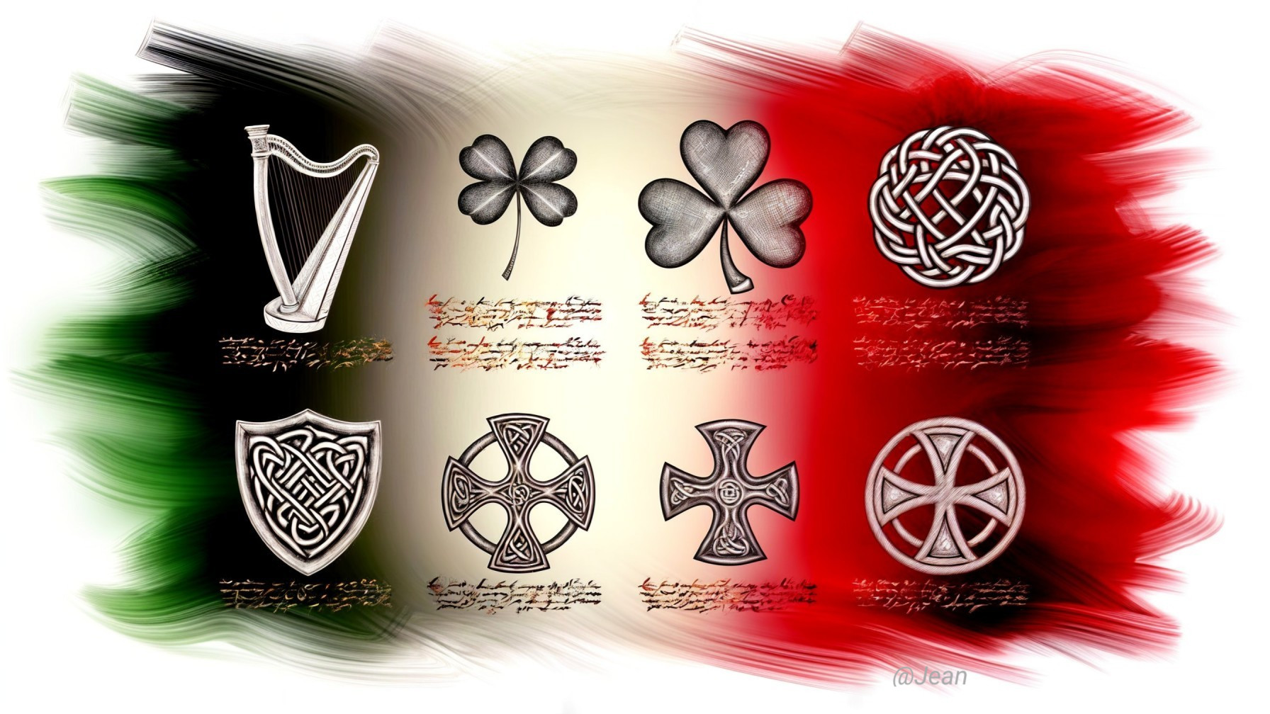 Irish and Italian Cultural Symbolism in Colorful Design