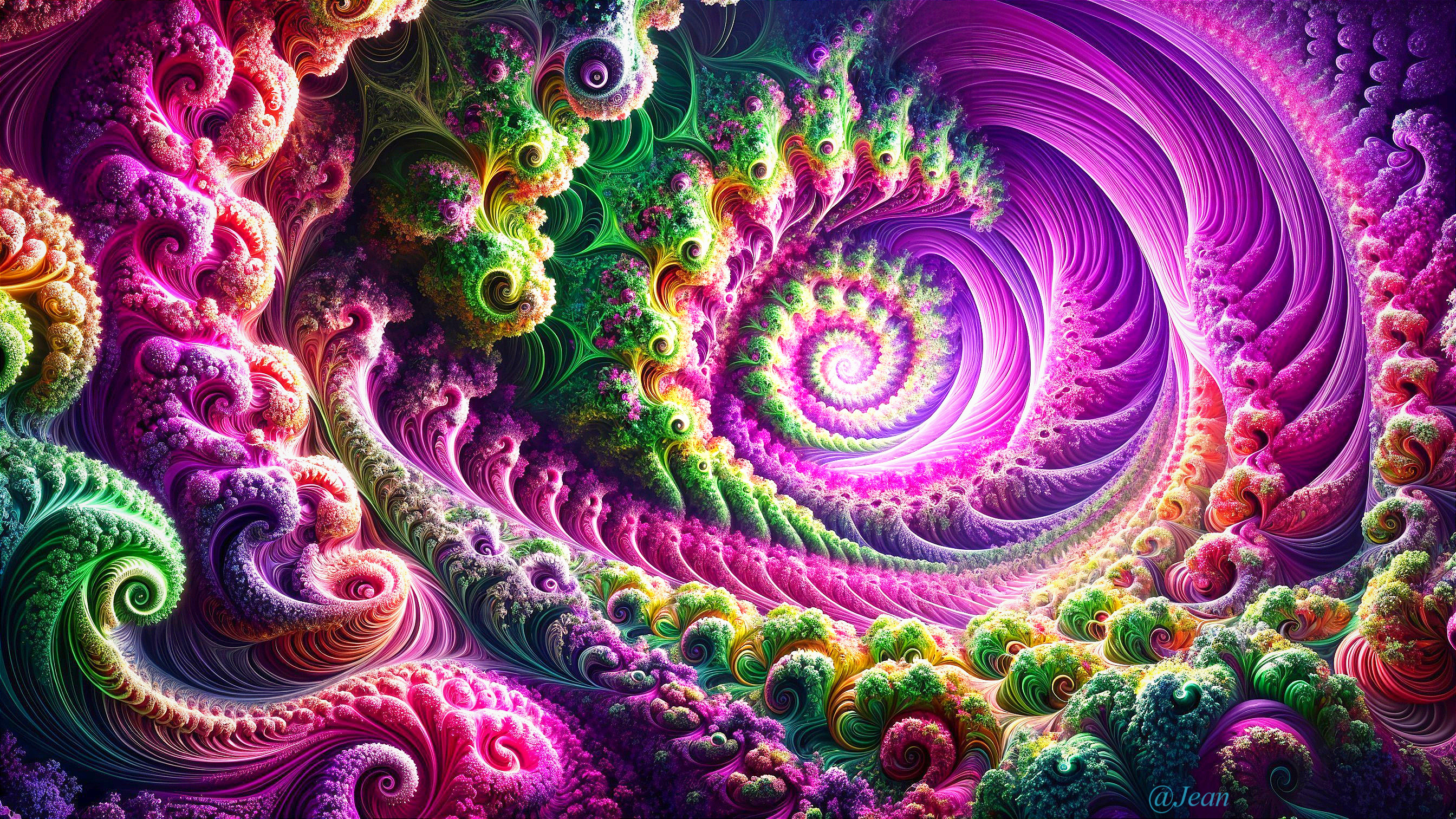 Vibrant Fractal Patterns in Colorful Tapestry Design