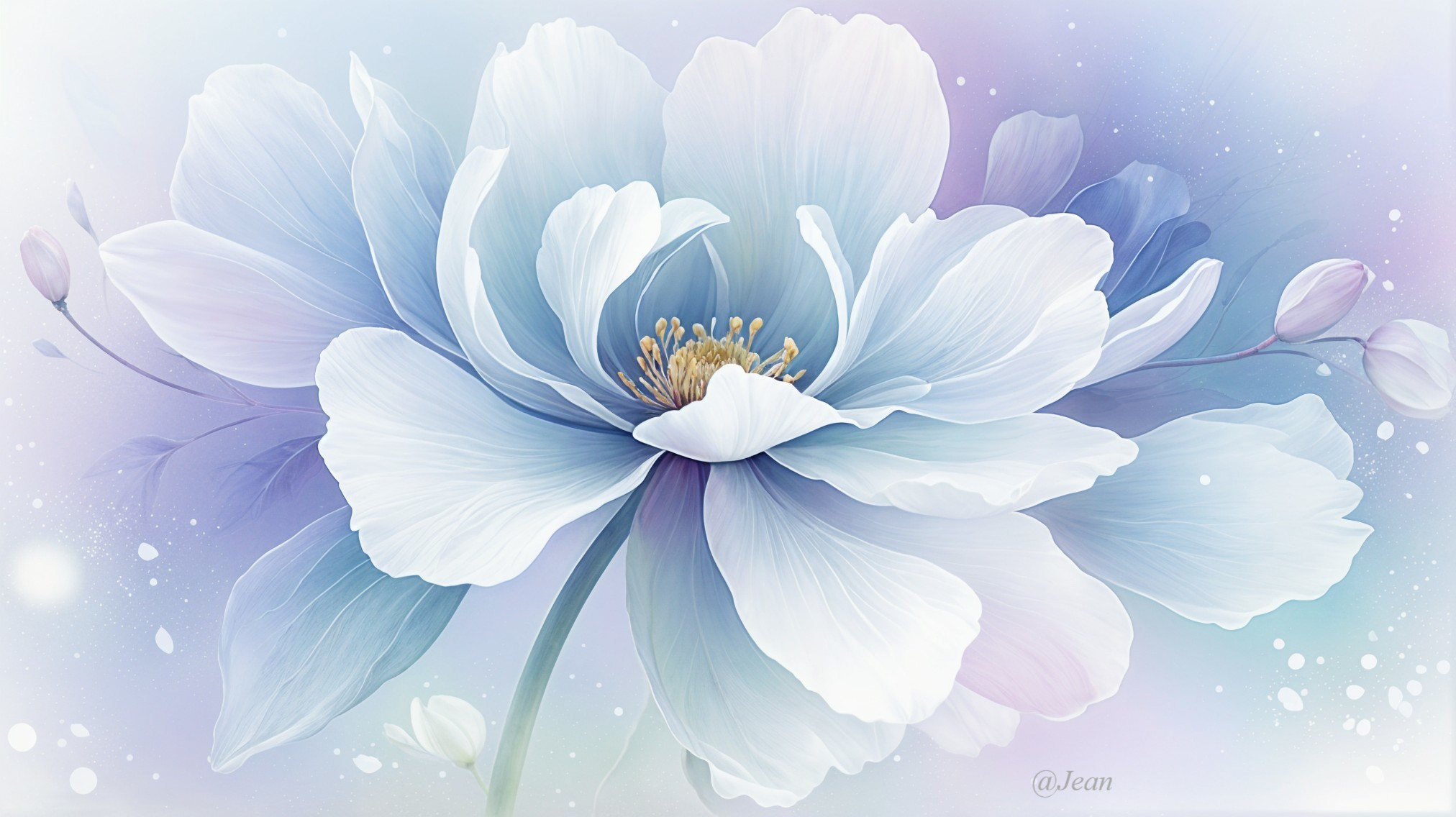 Large blue and white flower with delicate petals