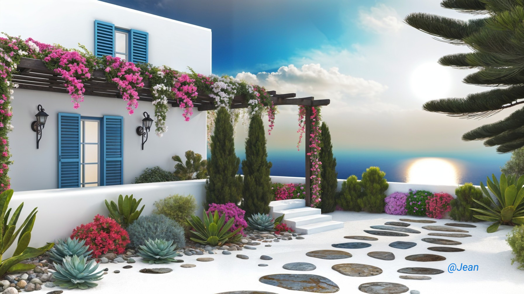 Tranquil Garden by the Seascape