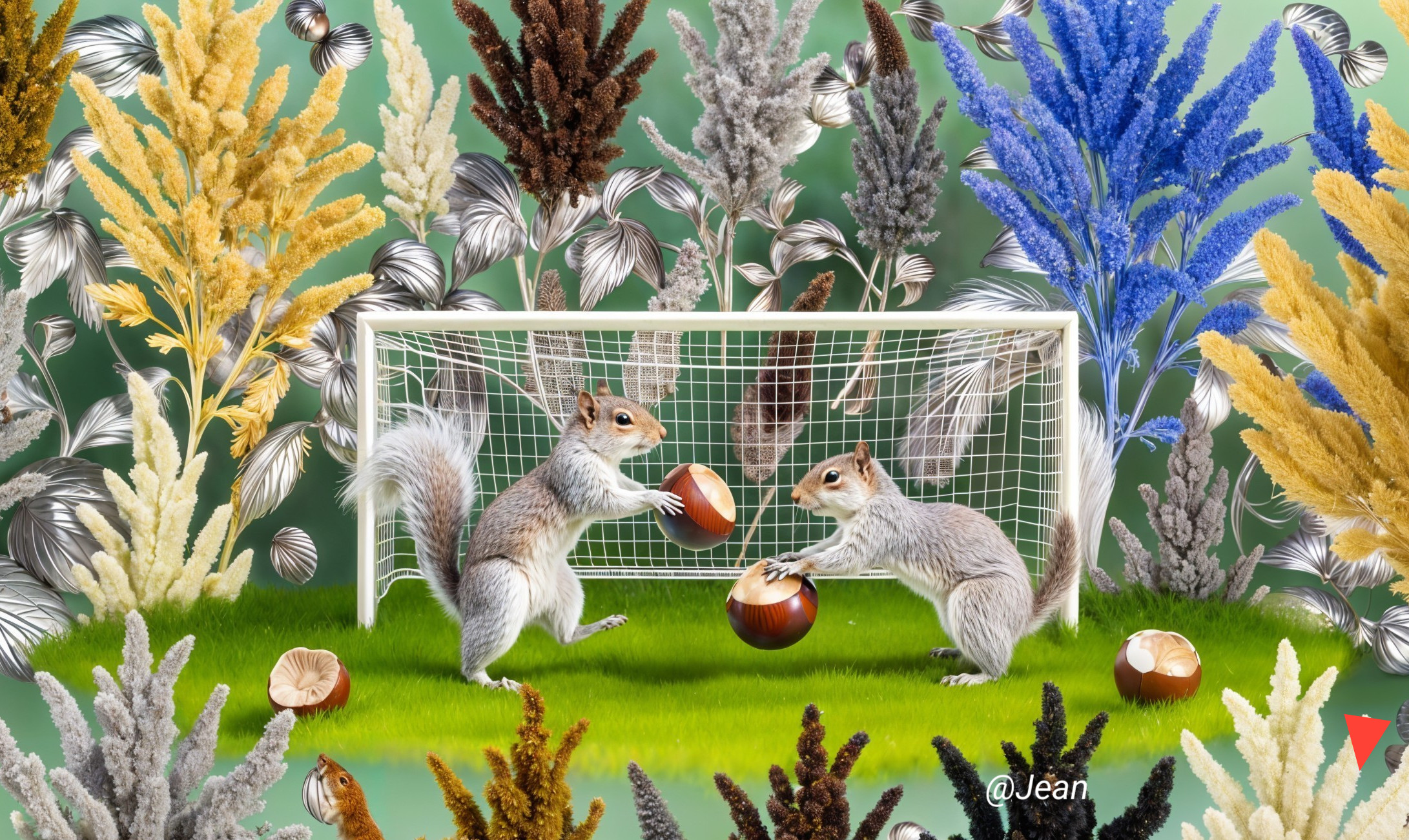 Squirrels Playing Soccer on a Colorful Field