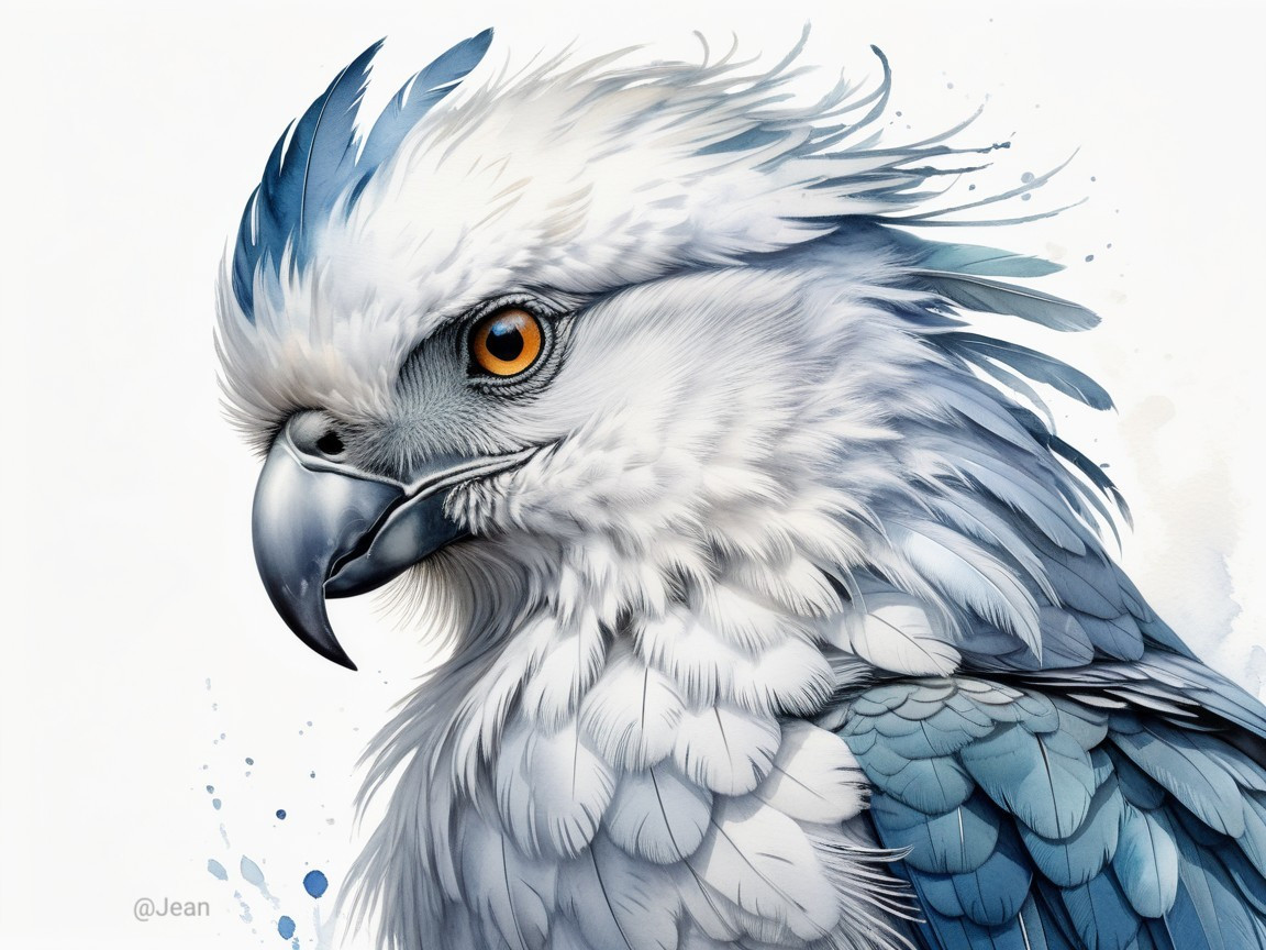 Detailed Illustration of a Colorful Bird with Crest