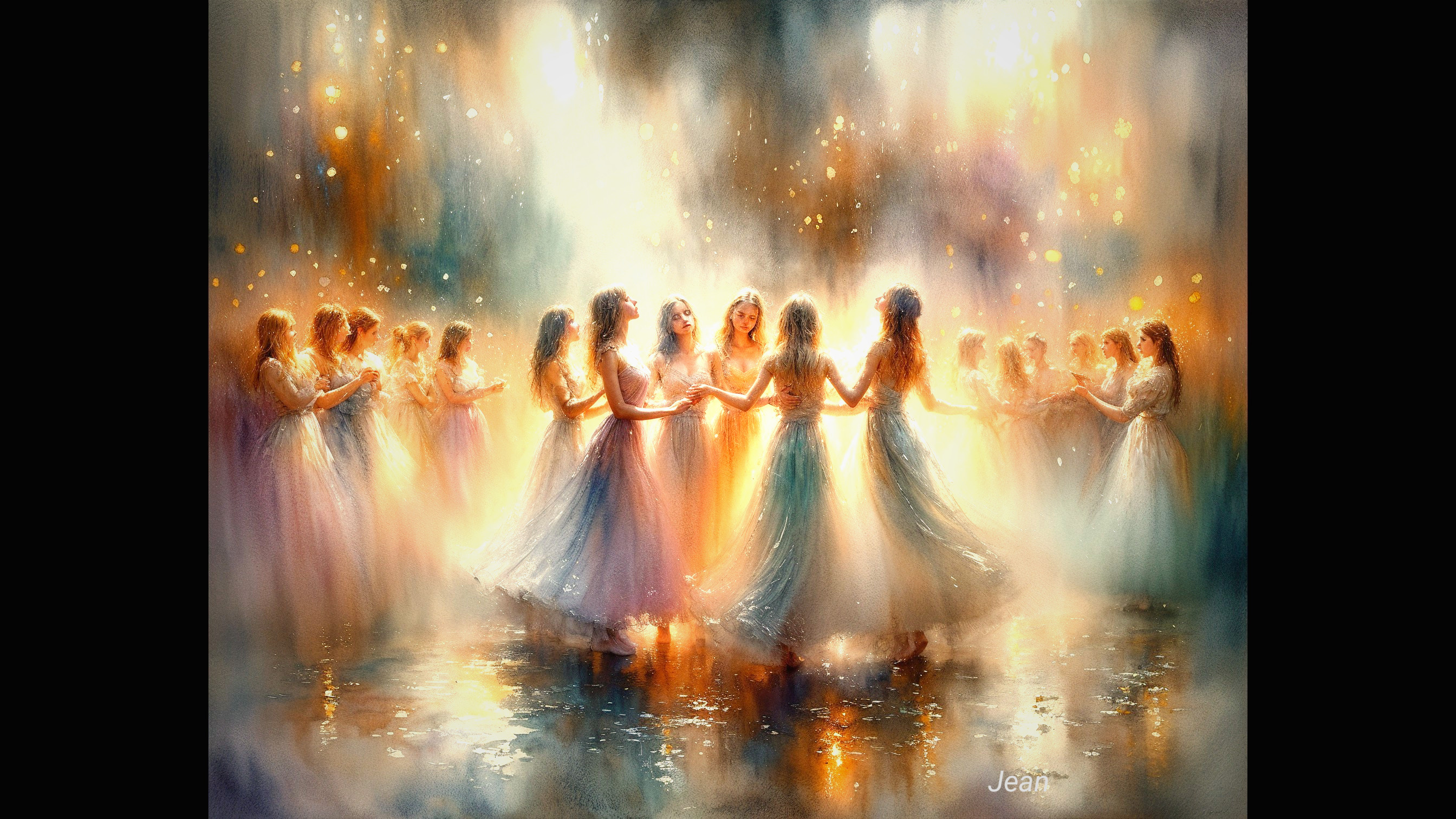 Ethereal Figures Dancing in a Dreamlike Atmosphere