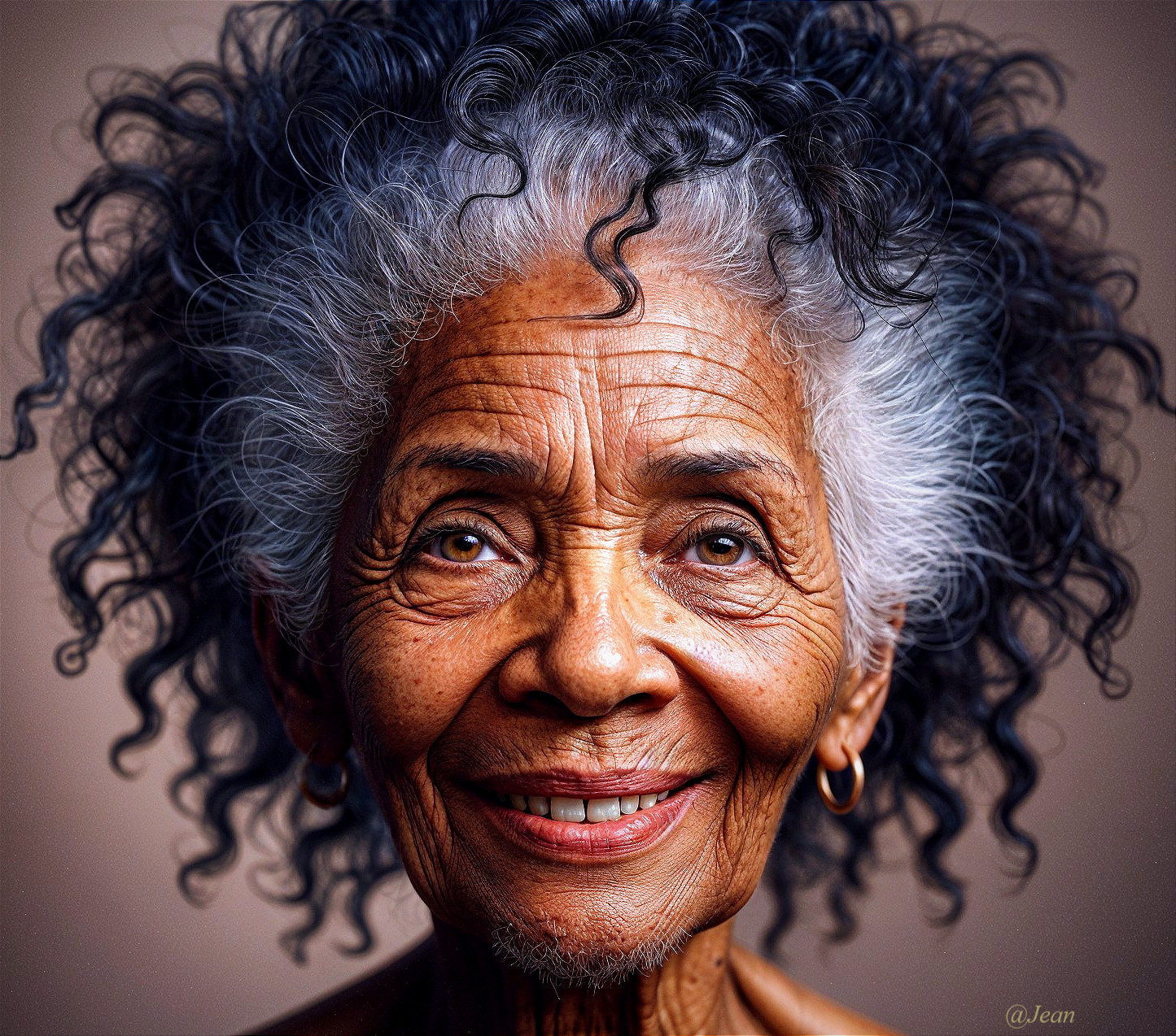 Radiant Wisdom of a Joyful Elderly Woman