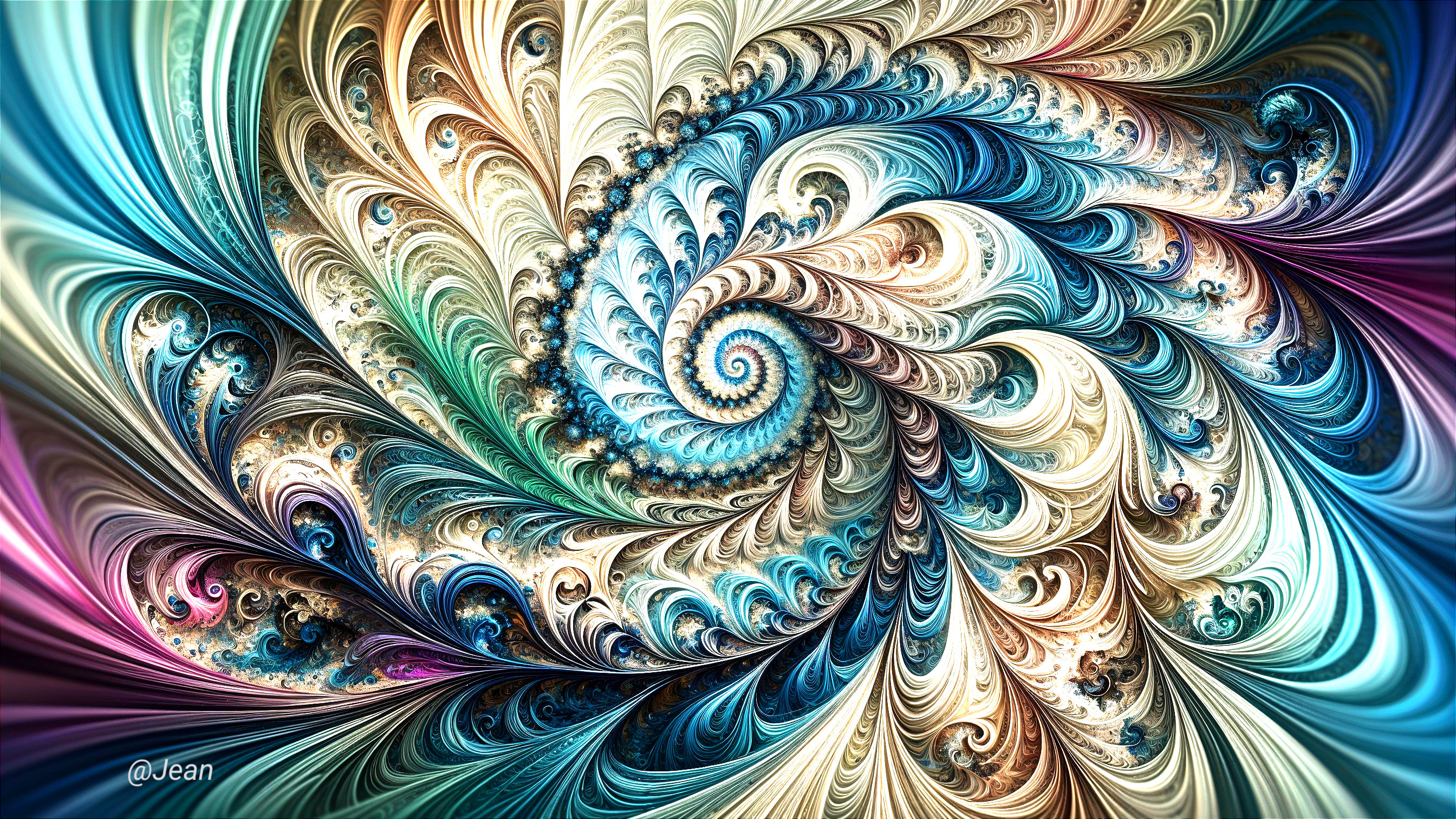 Fractal Pattern with Spirals and Vibrant Colors