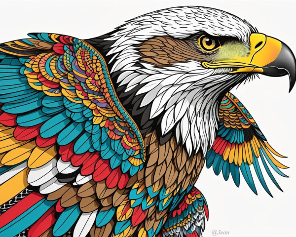 Vibrant Intricately Designed Eagle with Colorful Feathers