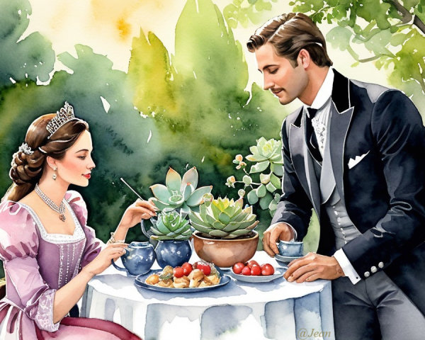 Elegant Afternoon Tea in a Lush Garden Setting