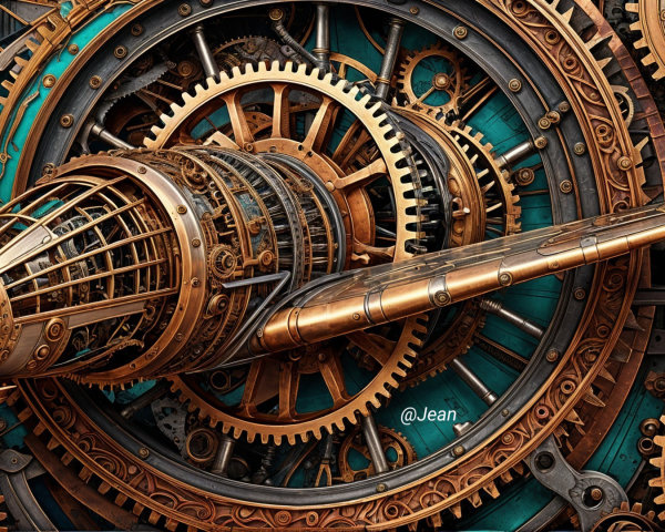 Steampunk Mechanical Design with Propeller and Gears