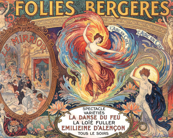 Art Nouveau Poster for Folies Bergères Spectacle