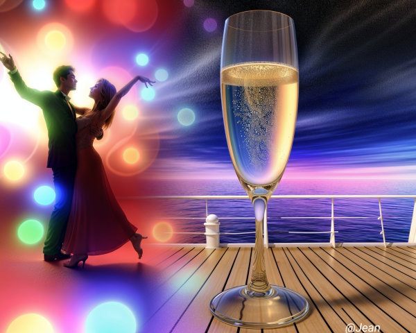 Romantic Couple Dancing with Colorful Sunset Backdrop
