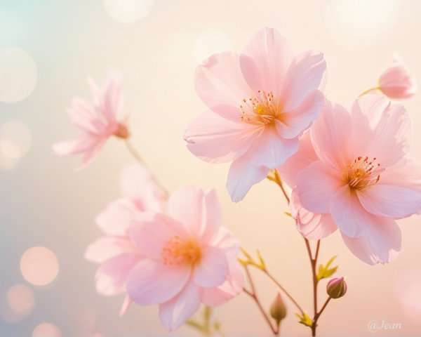 Delicate Pink Flowers Against a Soft-Focus Background