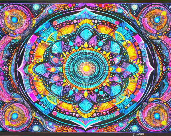 Vibrant Psychedelic Mandala with Bright Colors