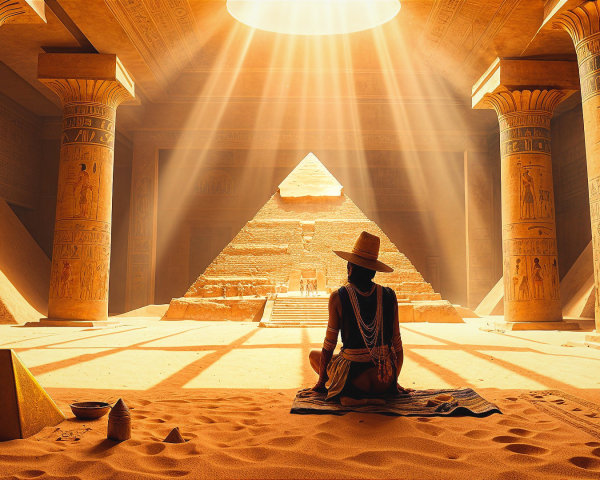 Meditation Scene in Ancient Egyptian Temple Setting