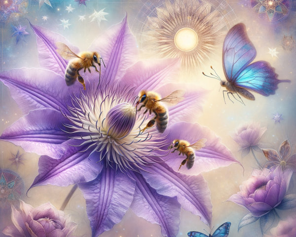 Vibrant Purple Flowers with Butterflies and Bees