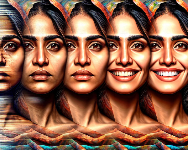 Portraits of a Woman Displaying Varied Emotions