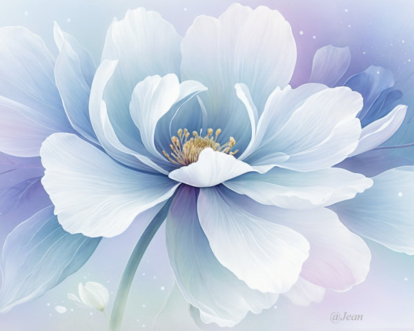 Large blue and white flower with delicate petals