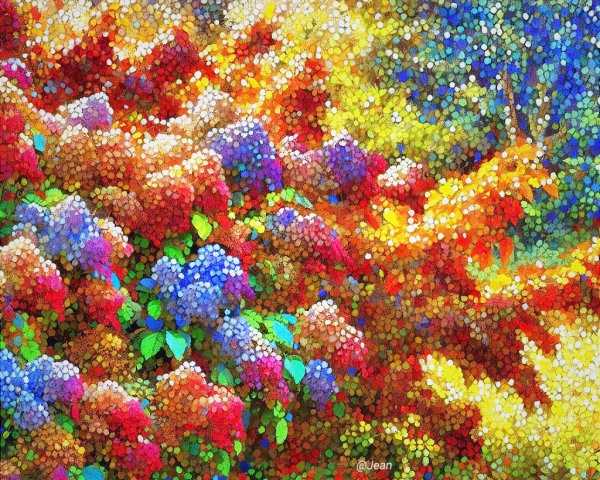 Vibrant Abstract Flower Garden with Mosaic Style