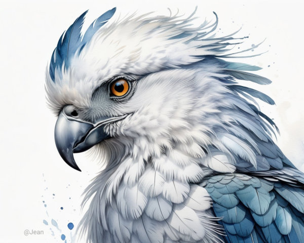 Detailed Illustration of a Colorful Bird with Crest